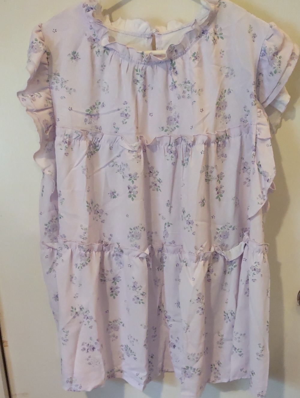 SHEIN Pastel Lavender Floral Ruffle Tiered Blouse 4xl